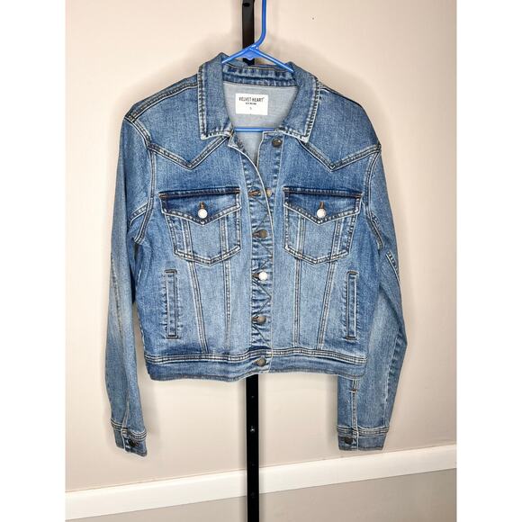 Velvet Heart Denim Long Sleeve Button Front Jean Jacket Blue Women's Size Small - Picture 1 of 5